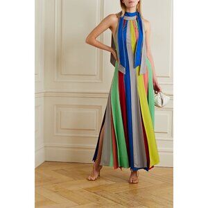Rosie Assoulin Carwash Striped Halter Gown Rainbow Size 0 NWT